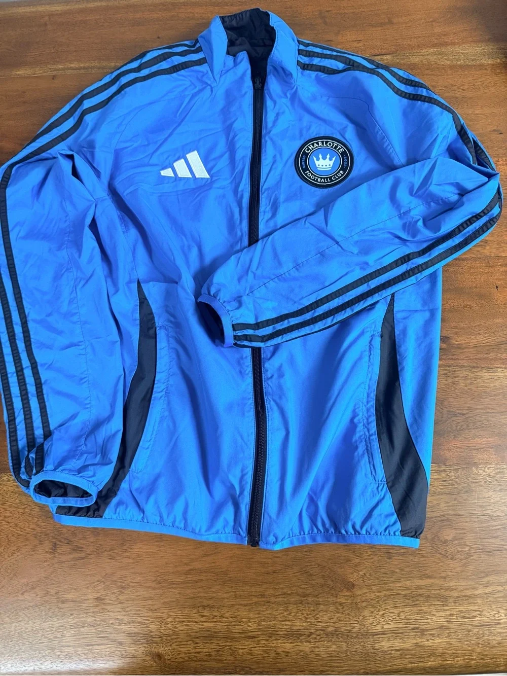 Brand New-adidas Adult Charlotte FC 2025 Blue Anthem Reversible Jacket